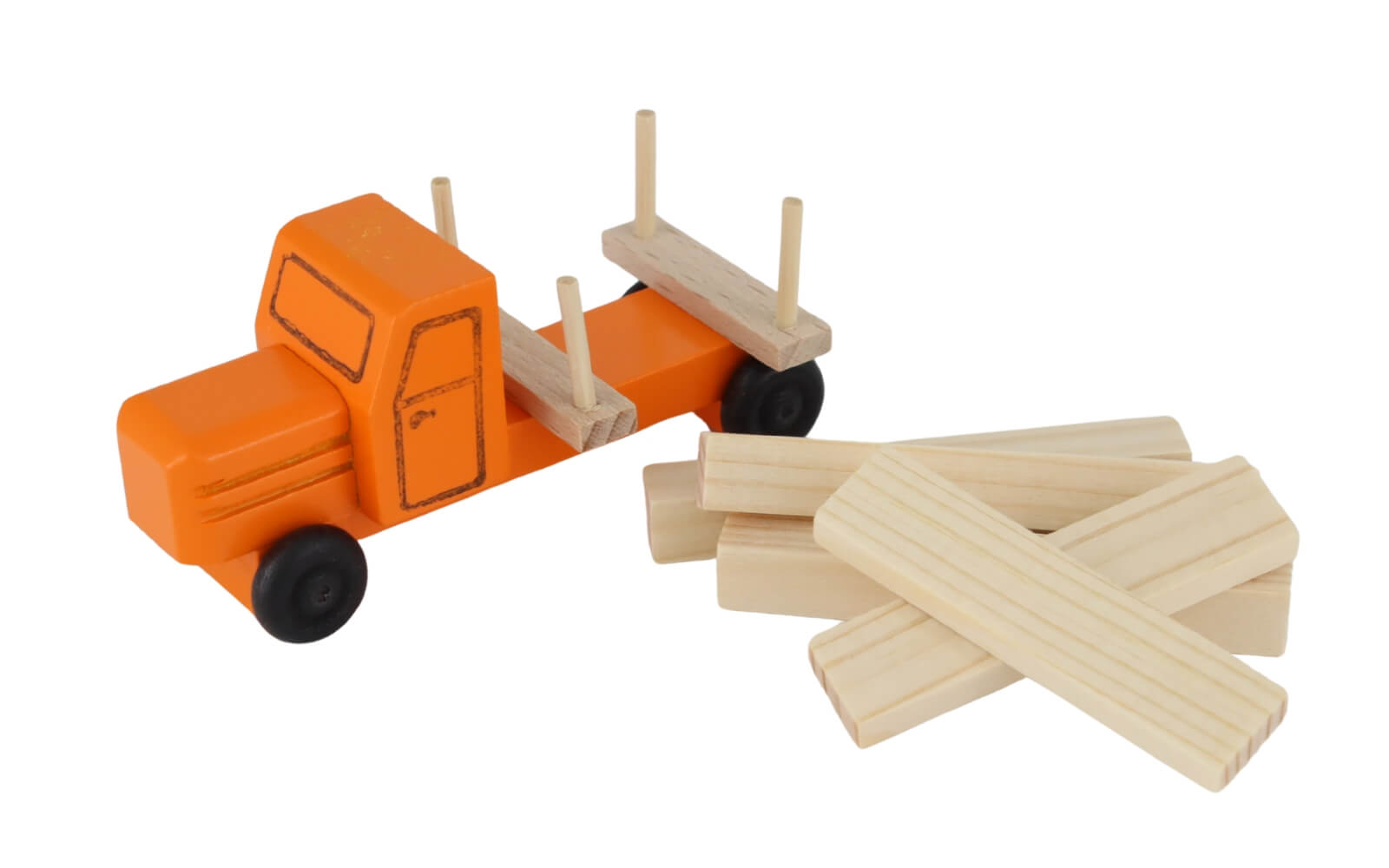 Holzspielzeug LKW mit Schnittholz, farbig von Robbi Weber_3