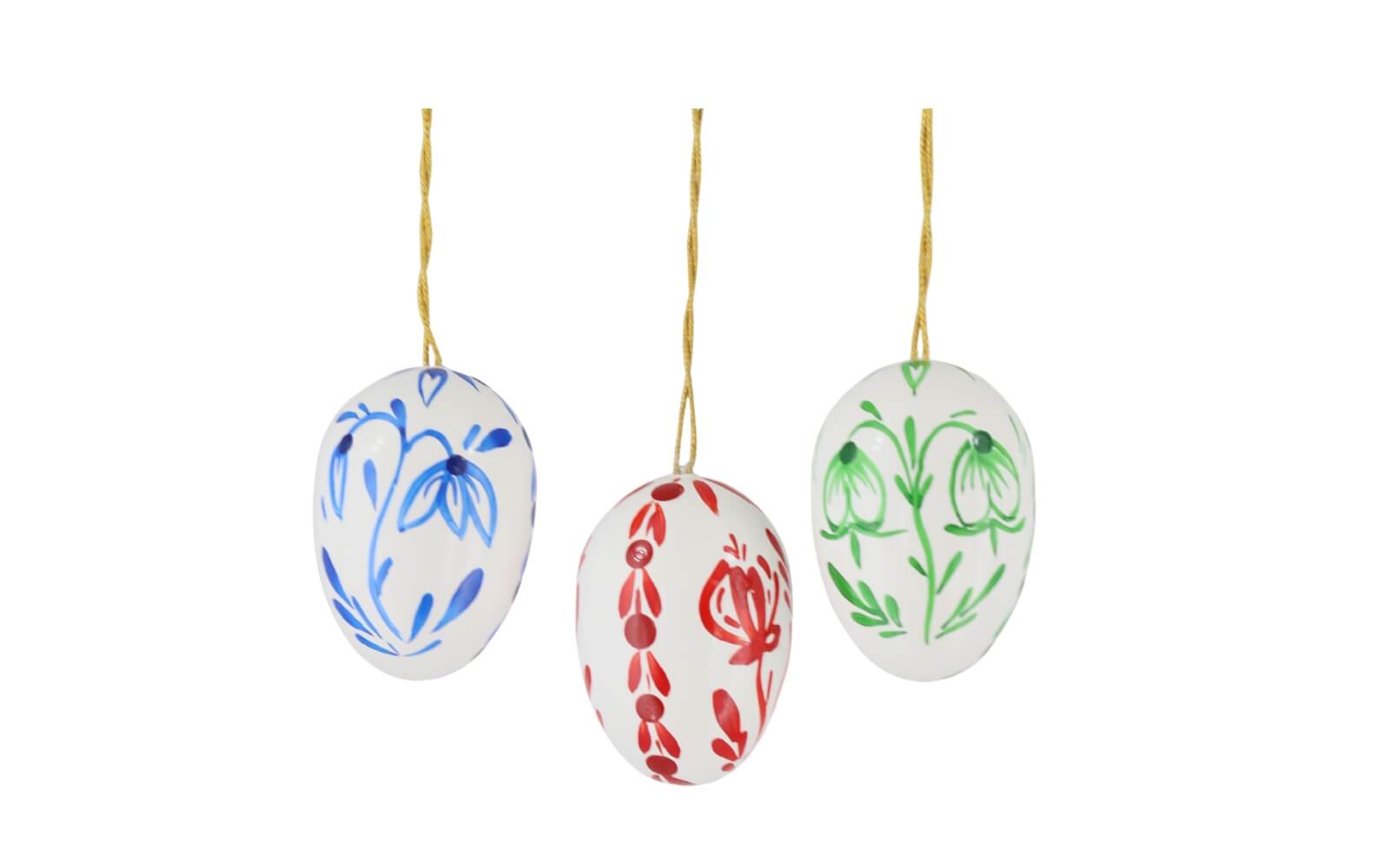 Ostereier, weiss mit Blumen, 3 cm, 6 Stück von Figurenland Uhlig GmbH_1