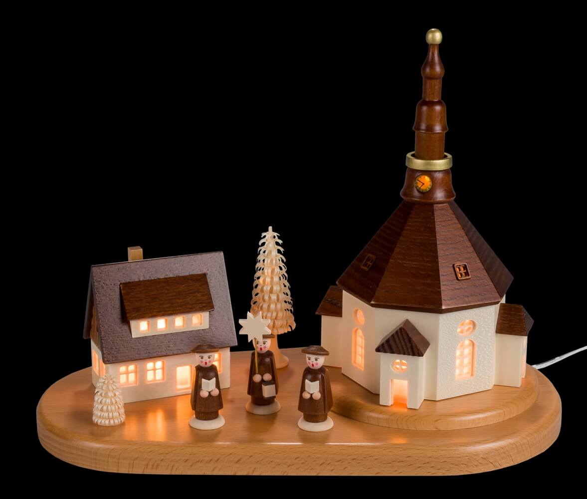 Sockel Seiffener Dorf mit Kurrende, 27 cm von SEIFFEN.COM_1
