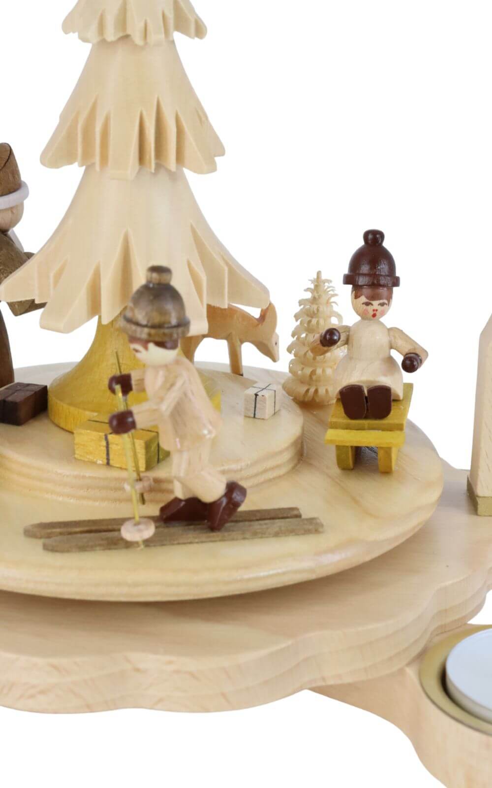 Weihnachtspyramide für Teelichte mit Bescherung, 27 cm, natur von Richard Glässer_3