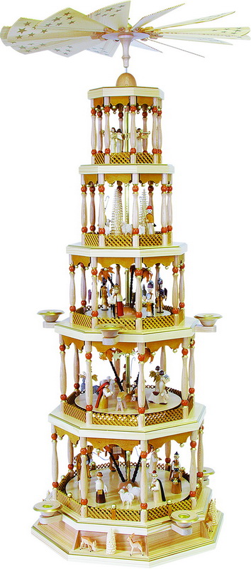 Weihnachtspyramide Christi Geburt, 5 - stöckig mit Spielwerk, 123 cm von Richard Glässer_1
