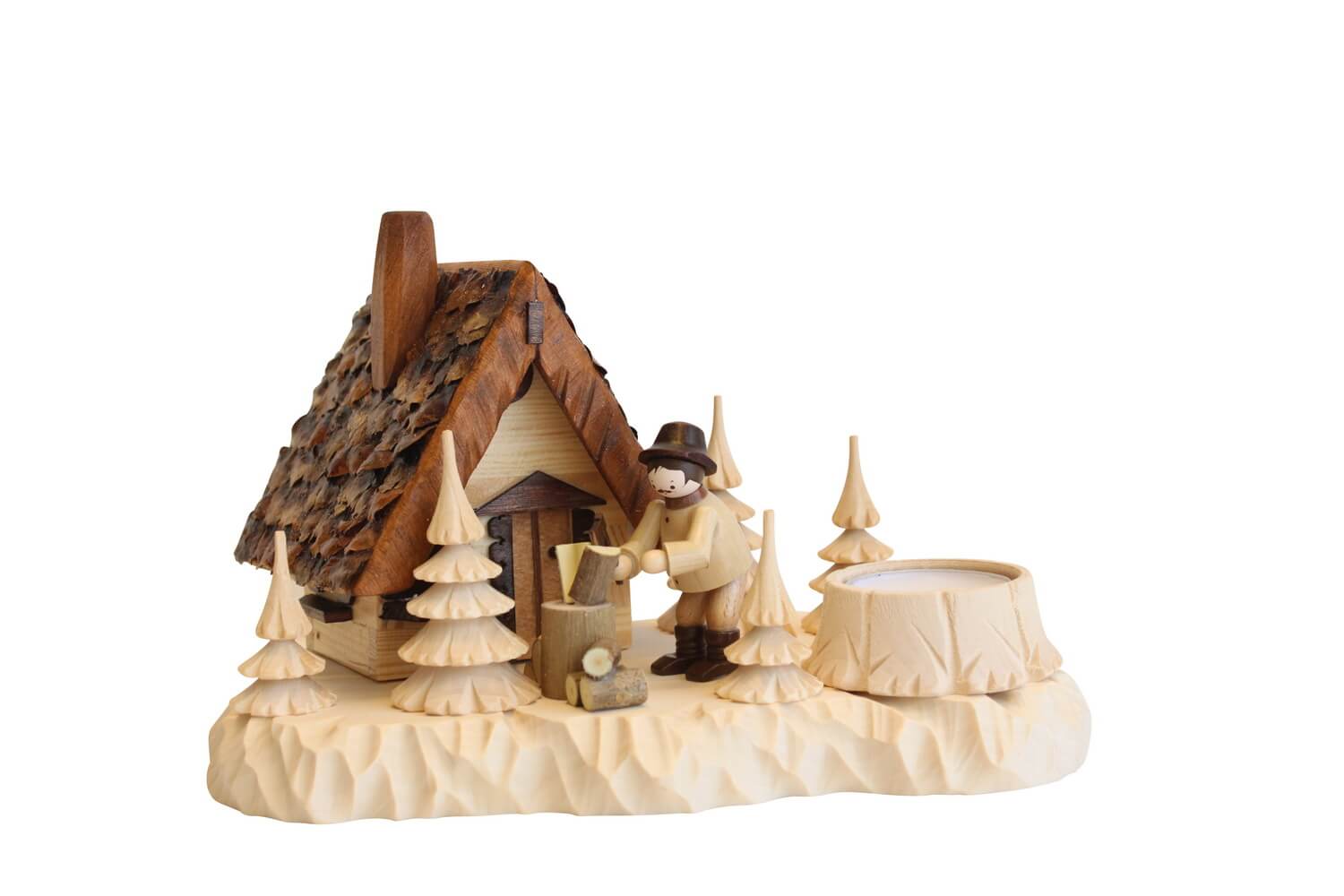 Räucherhaus Wildhüterhütte mit Holzhacker und Teelicht von A. Lahl_Bild2