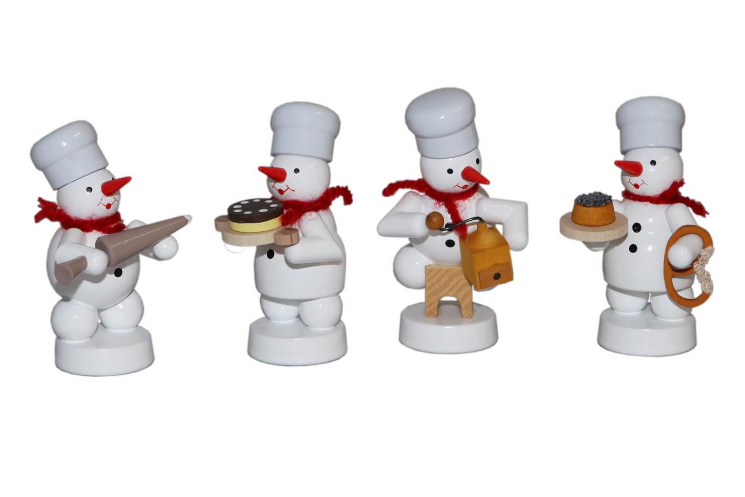 Schneemannquartett Weihnachtsbäckerei V, farbig von Volker Zenker
