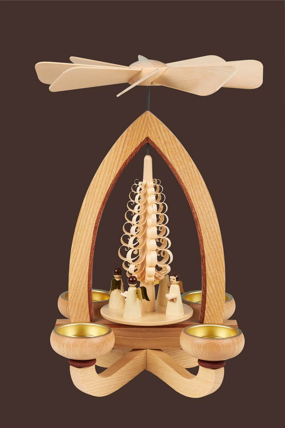 Weihnachtspyramide mit Engel für Teelichte, 28 cm von Heinz Lorenz_Bild2