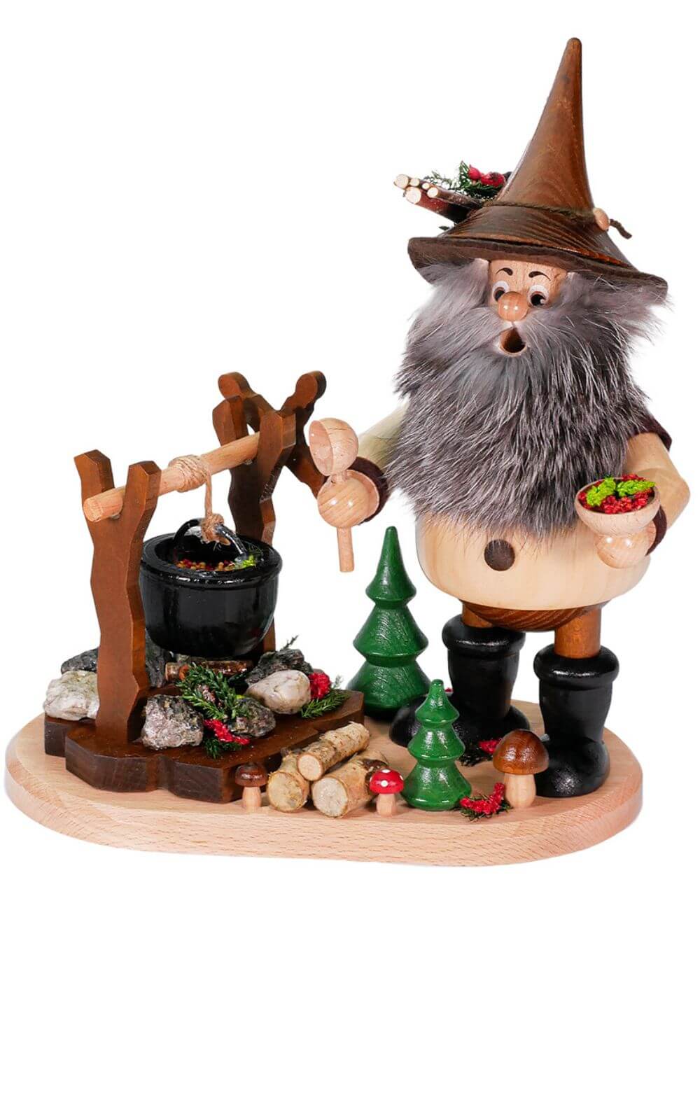 Räuchermann Wichtel am Gulaschkocher, 26 cm, natur von DWU