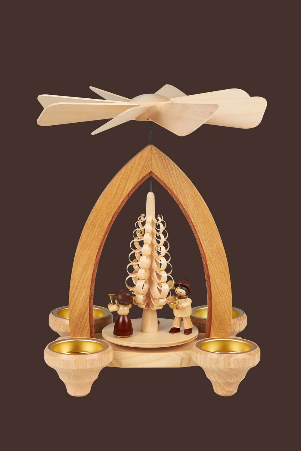 Teelichtpyramide mit Bläsertrio, 26 cm, Heinz Lorenz Olbernhau/ Erzgebirge_ Bild2